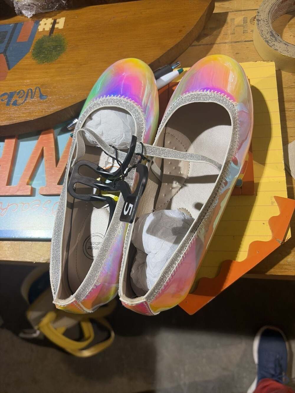 Wonder Nation Girls Iridescent Flats Size 5